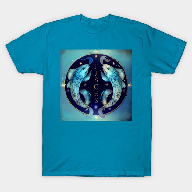 Zodiac Sign PISCES - Fantasy Illustration of astrology Pisces T-Shirt by KOTOdesign